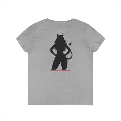 Devil Silhouette V‑Neck Tee — 'The Devil Wears Leggins' Women's Graphic T‑Shirt
