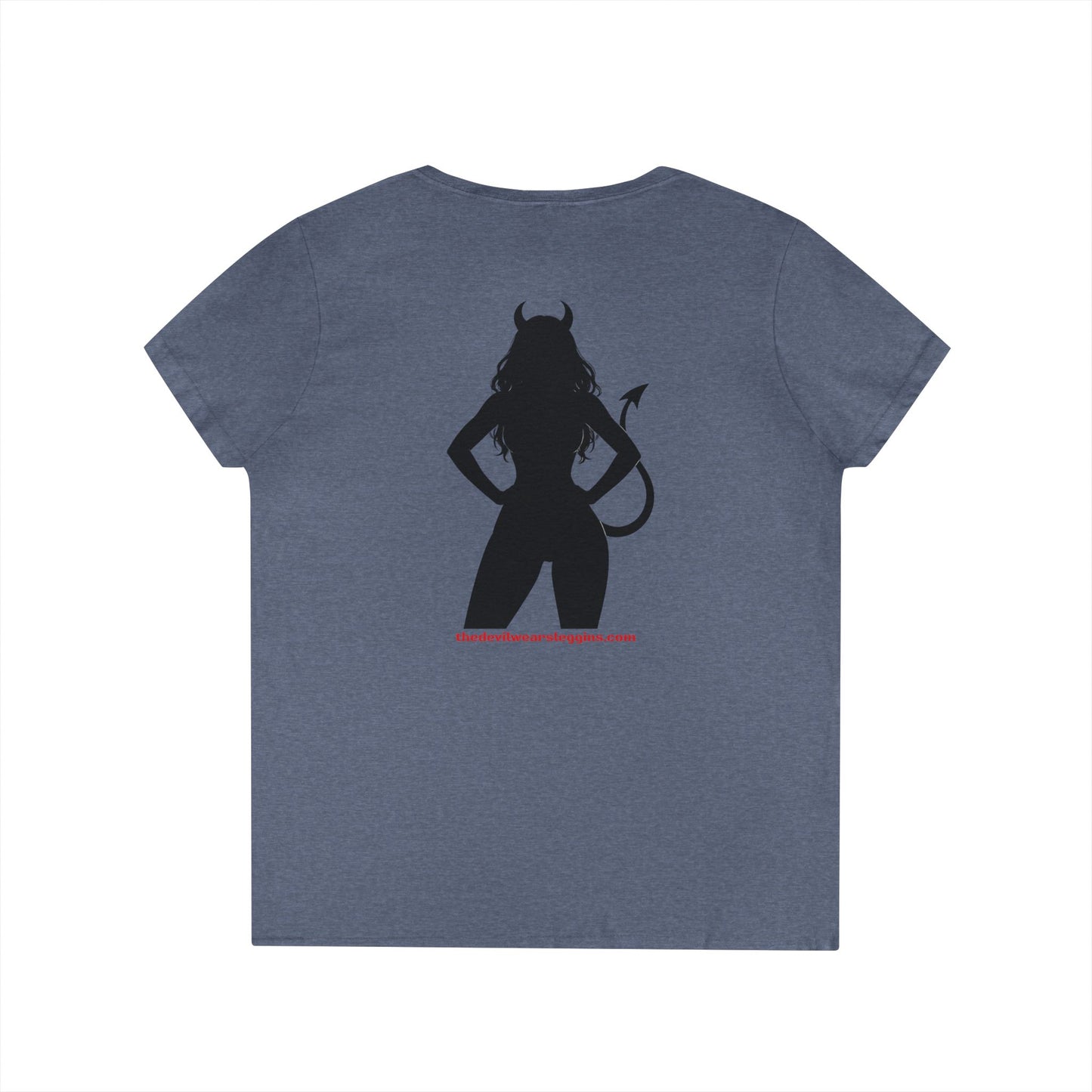 Devil Silhouette V‑Neck Tee — 'The Devil Wears Leggins' Women's Graphic T‑Shirt