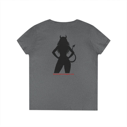 Devil Silhouette V‑Neck Tee — 'The Devil Wears Leggins' Women's Graphic T‑Shirt
