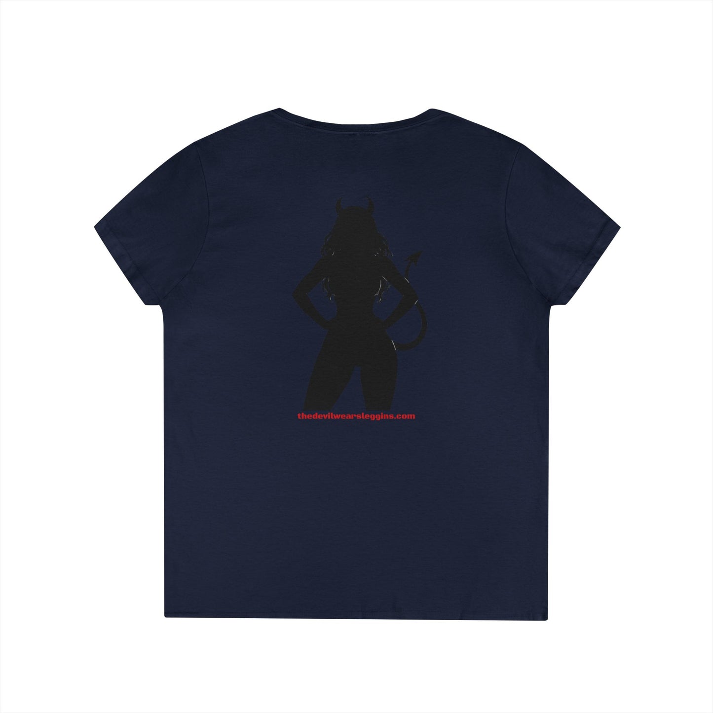 Devil Silhouette V‑Neck Tee — 'The Devil Wears Leggins' Women's Graphic T‑Shirt