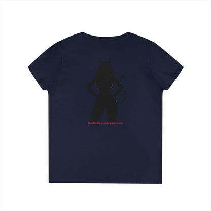 Devil Silhouette V‑Neck Tee — 'The Devil Wears Leggins' Women's Graphic T‑Shirt
