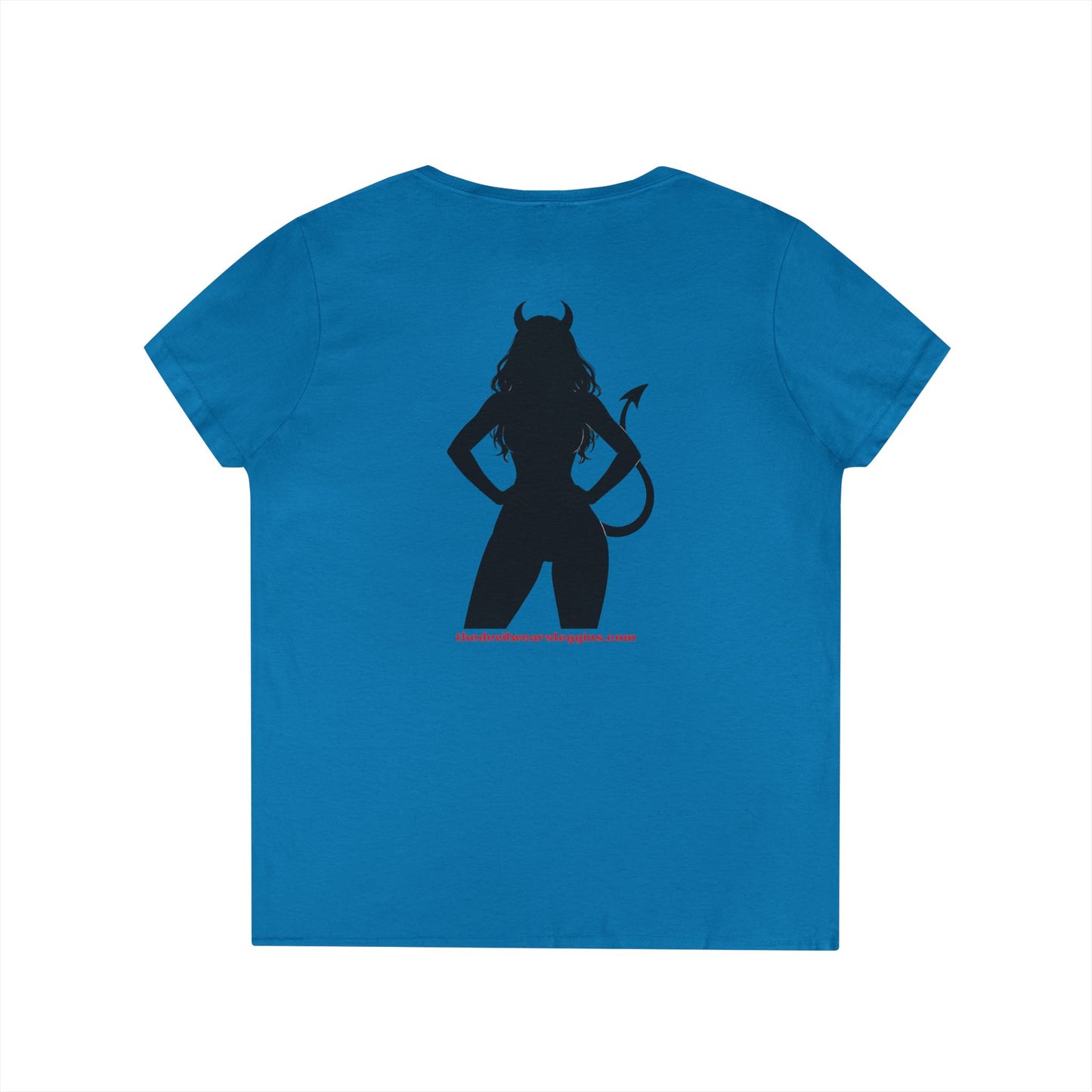 Devil Silhouette V‑Neck Tee — 'The Devil Wears Leggins' Women's Graphic T‑Shirt