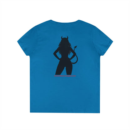 Devil Silhouette V‑Neck Tee — 'The Devil Wears Leggins' Women's Graphic T‑Shirt