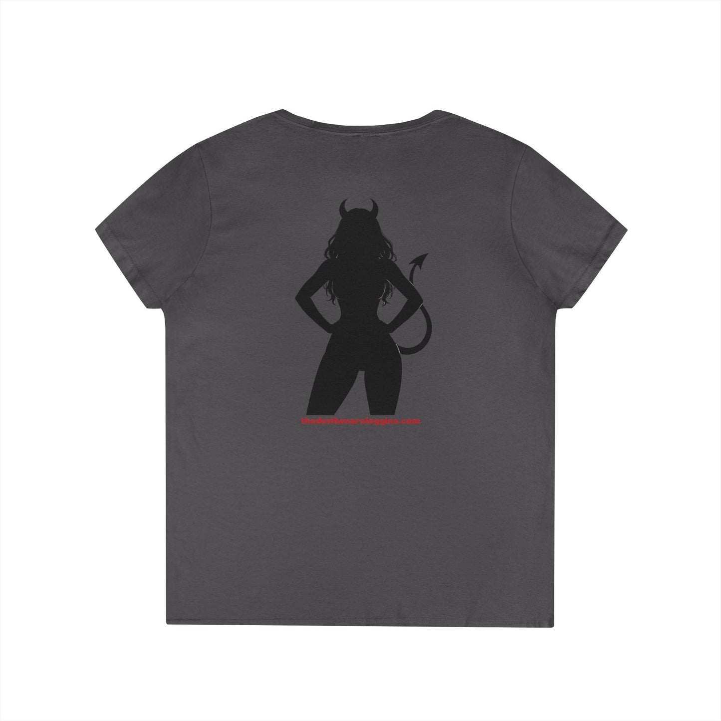 Devil Silhouette V‑Neck Tee — 'The Devil Wears Leggins' Women's Graphic T‑Shirt