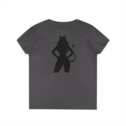 Devil Silhouette V‑Neck Tee — 'The Devil Wears Leggins' Women's Graphic T‑Shirt