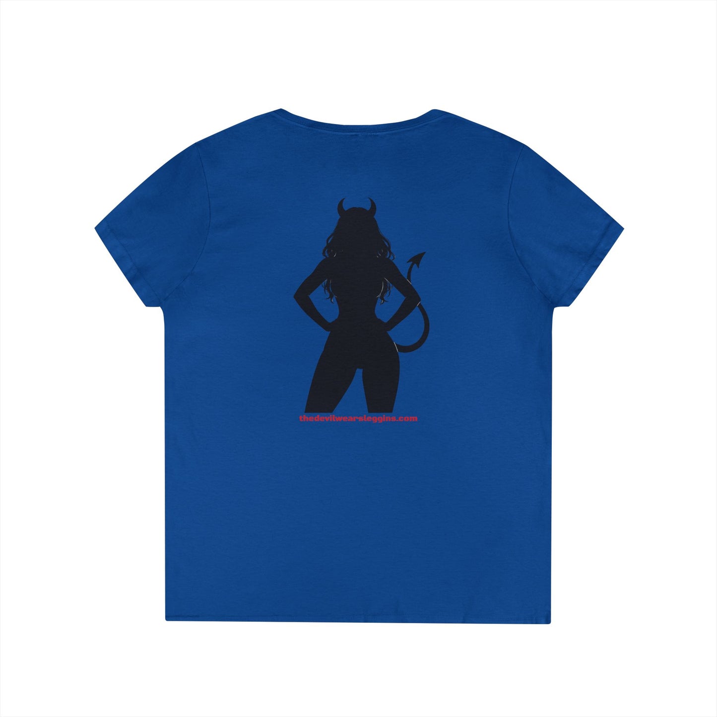 Devil Silhouette V‑Neck Tee — 'The Devil Wears Leggins' Women's Graphic T‑Shirt