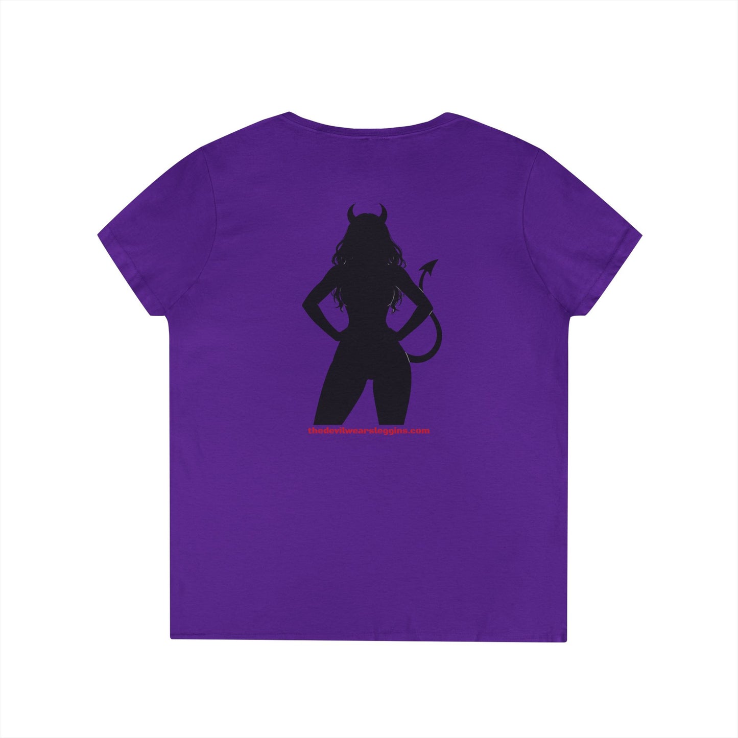 Devil Silhouette V‑Neck Tee — 'The Devil Wears Leggins' Women's Graphic T‑Shirt