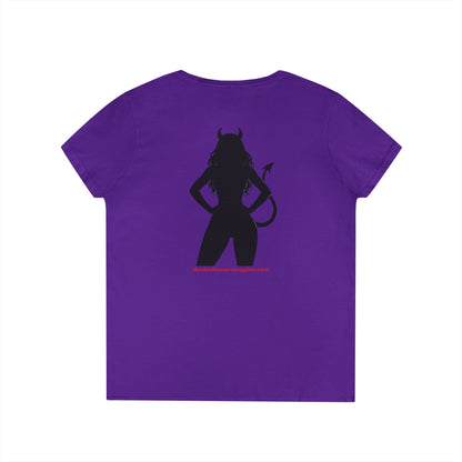 Devil Silhouette V‑Neck Tee — 'The Devil Wears Leggins' Women's Graphic T‑Shirt