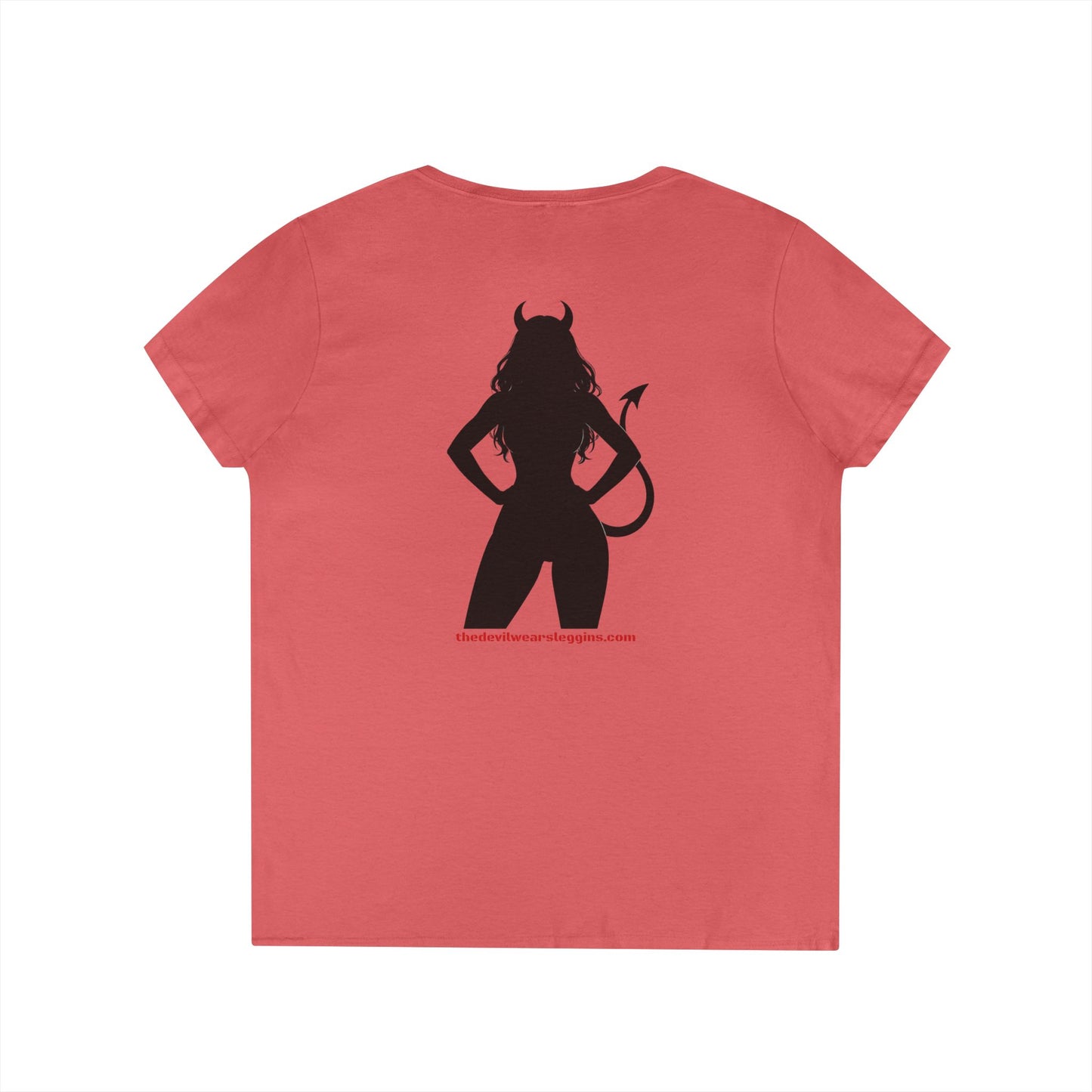 Devil Silhouette V‑Neck Tee — 'The Devil Wears Leggins' Women's Graphic T‑Shirt