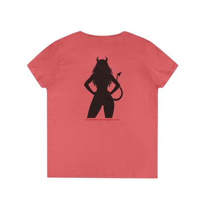 Devil Silhouette V‑Neck Tee — 'The Devil Wears Leggins' Women's Graphic T‑Shirt