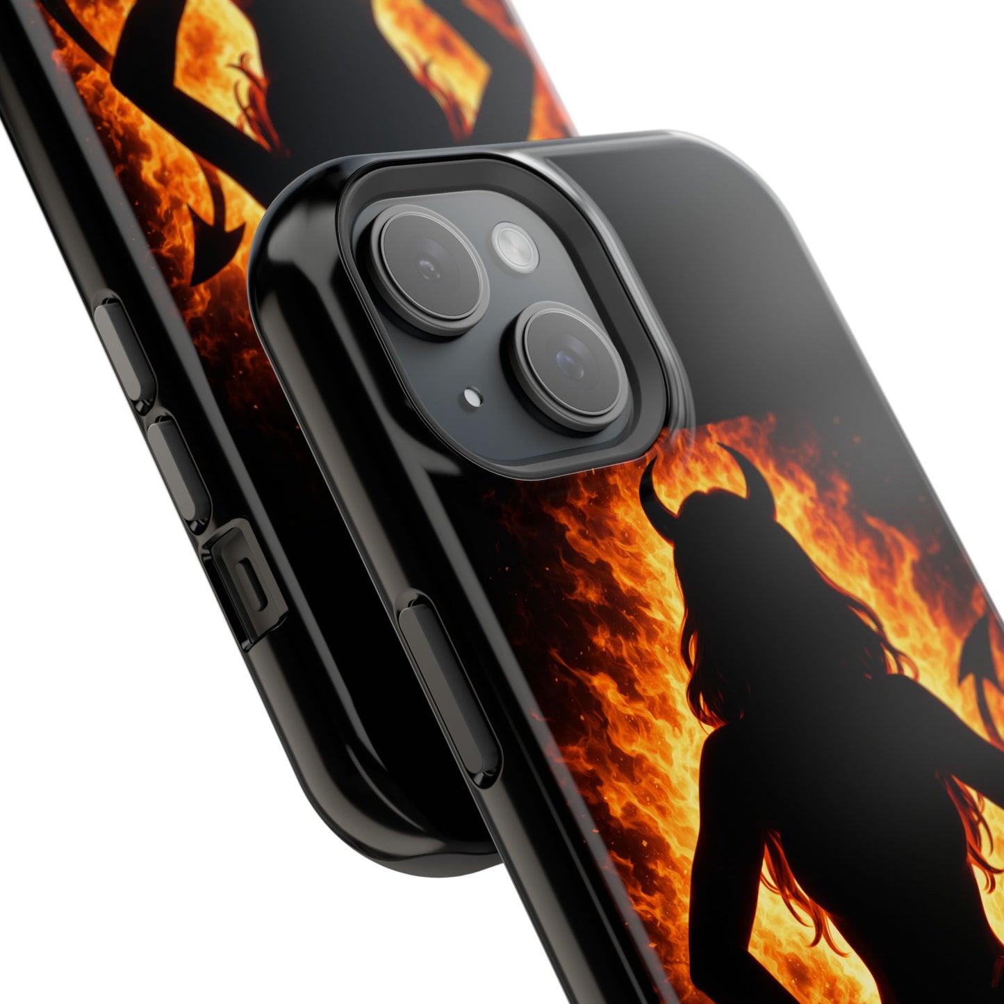 Devil Silhouette Flame Magnetic Impact Phone Case