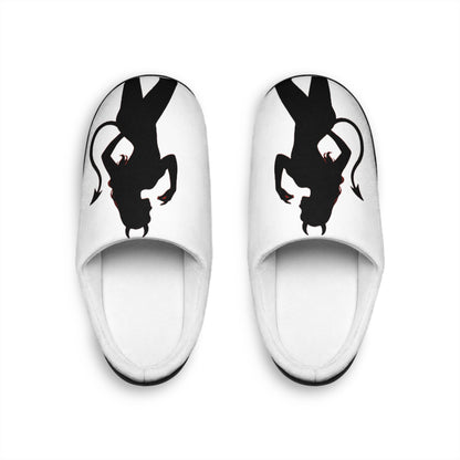 Women's Indoor Slippers — Chic Black Devil Silhouette Cozy House Slides