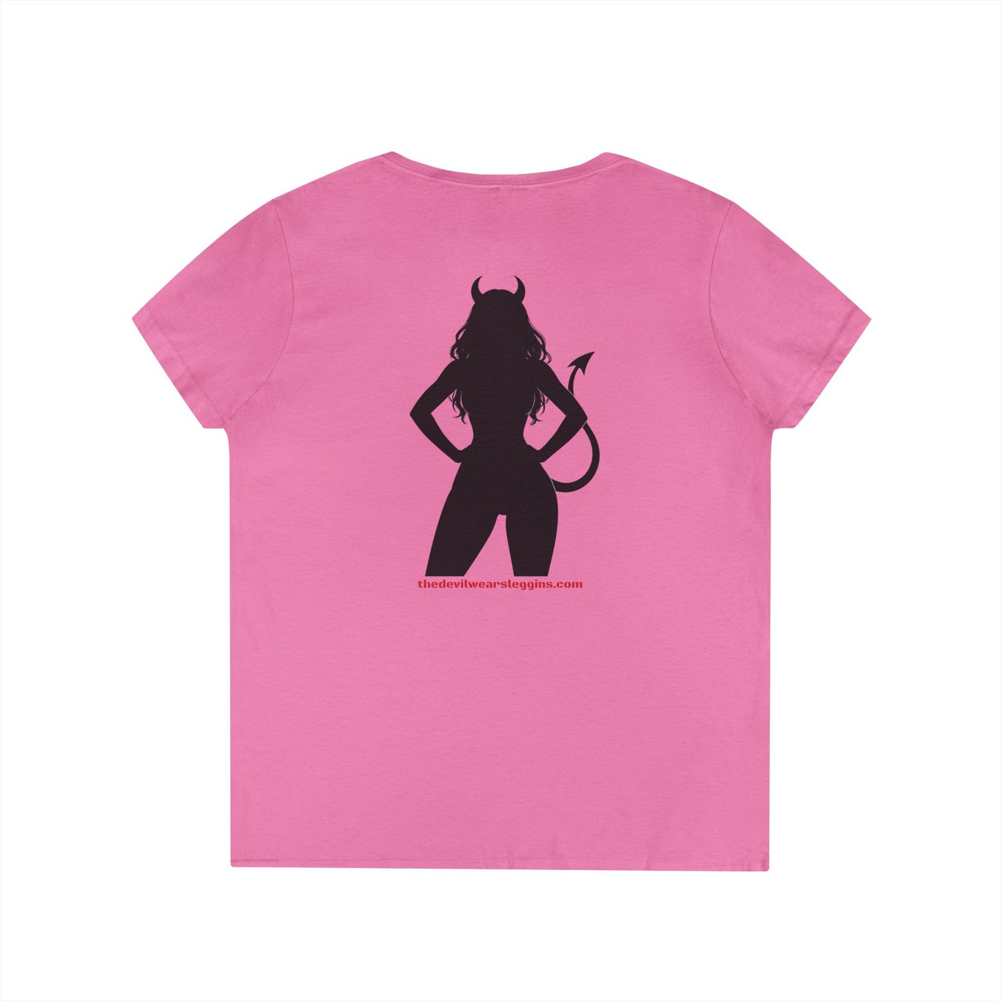 Devil Silhouette V‑Neck Tee — 'The Devil Wears Leggins' Women's Graphic T‑Shirt