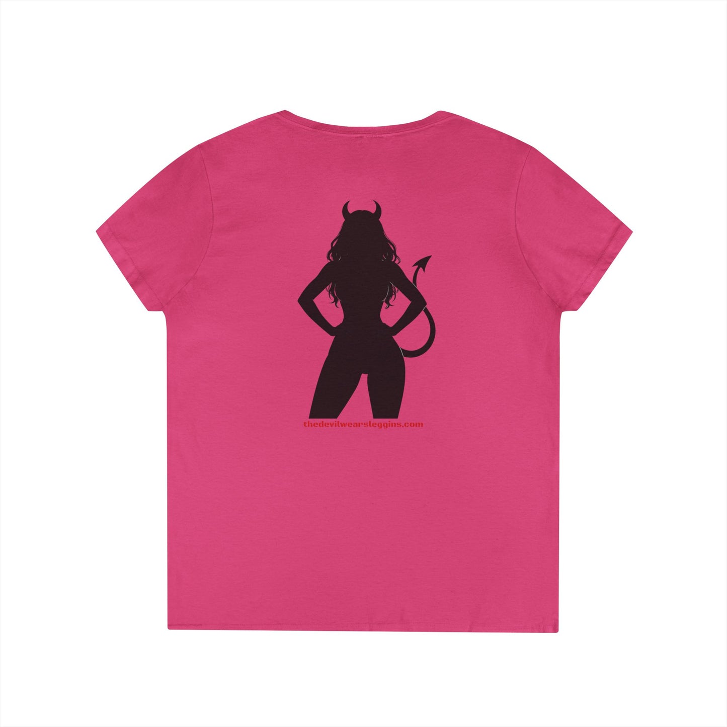 Devil Silhouette V‑Neck Tee — 'The Devil Wears Leggins' Women's Graphic T‑Shirt