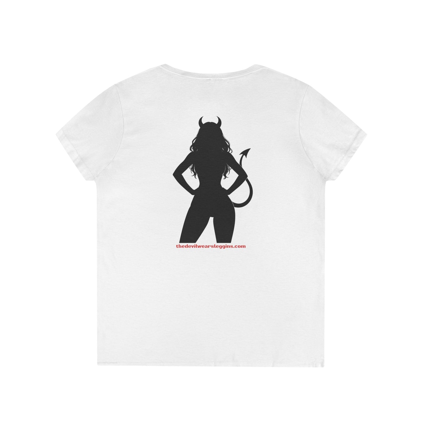 Devil Silhouette V‑Neck Tee — 'The Devil Wears Leggins' Women's Graphic T‑Shirt